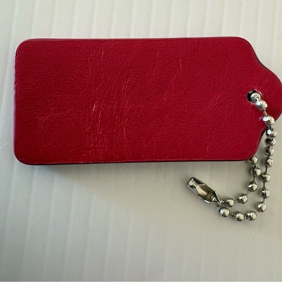 Coach Silver Toned Split Key Ring and Dog Leash Clip with Red Leather Hang Tag - Picture 8 of 16